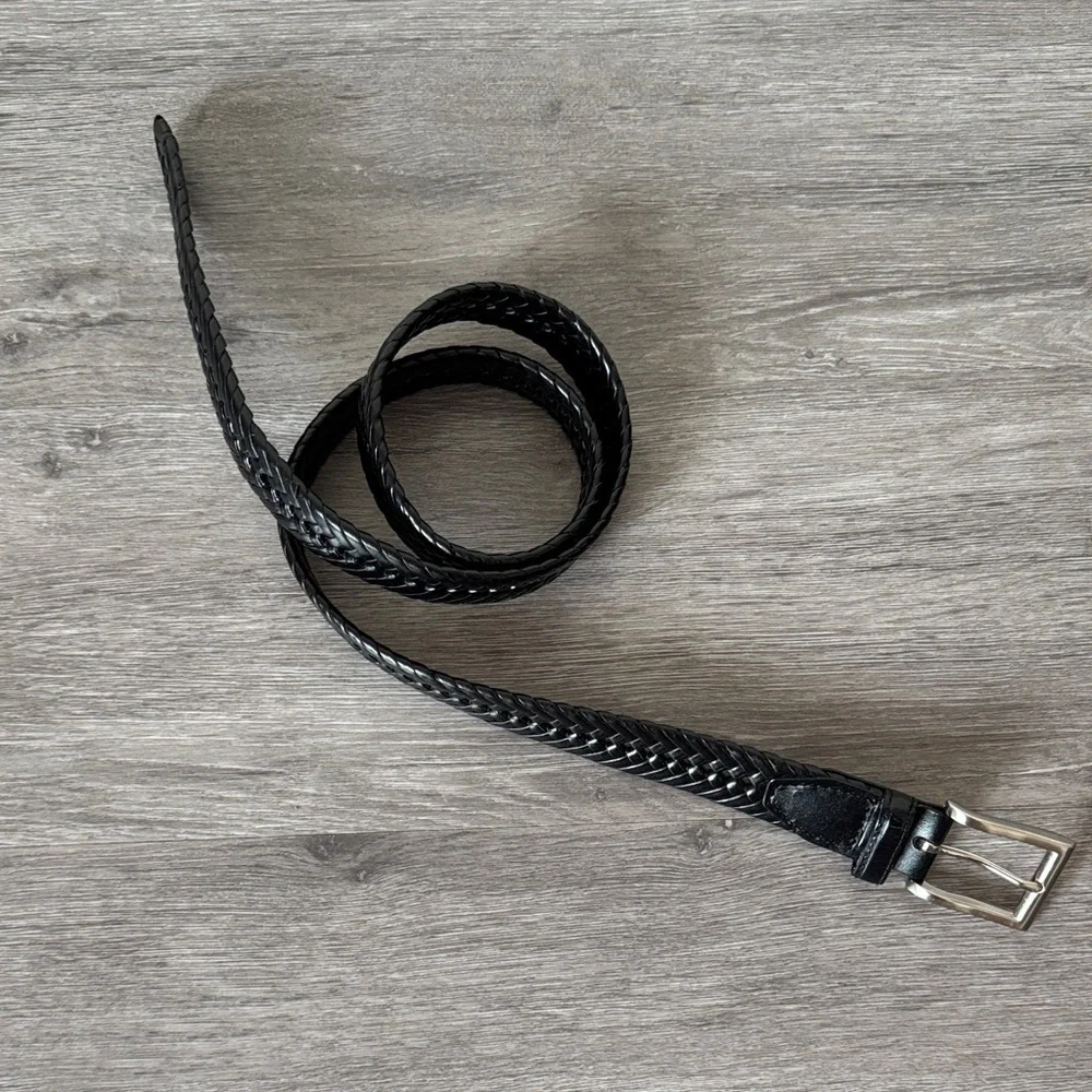 Black Braided Leather Belt